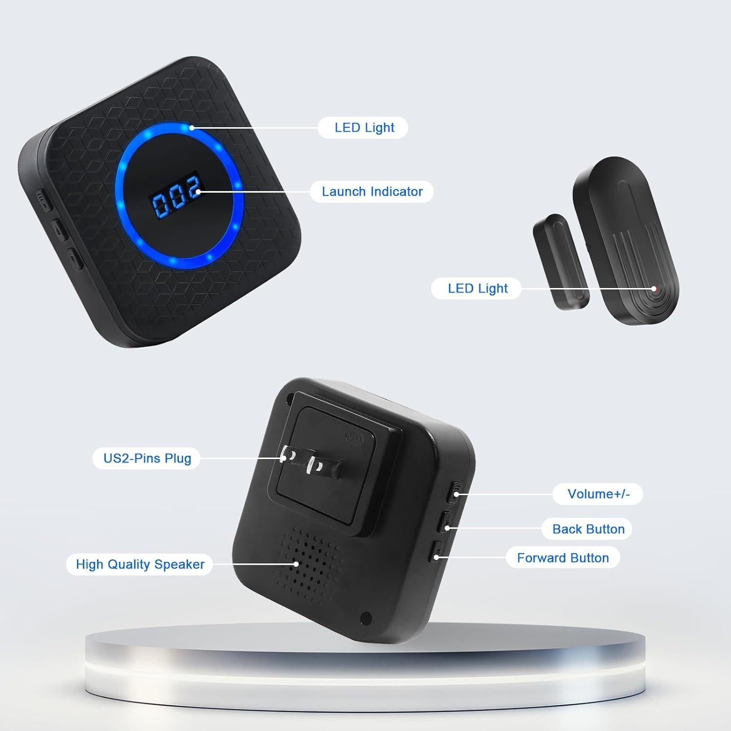 Timbre Inalámbrico SanJie con 1 Sensor y 2 Receptores