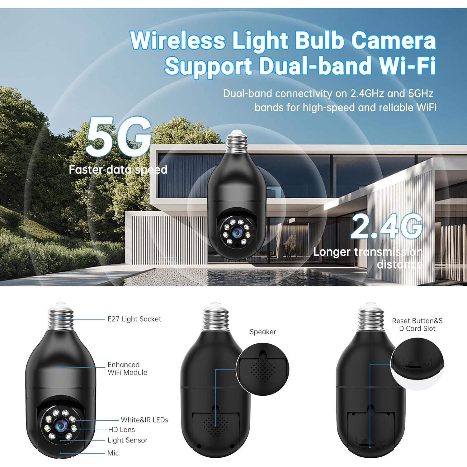 Cámara de Seguridad Inalámbrica Warmfam 2K con Luz - Paquete de 2