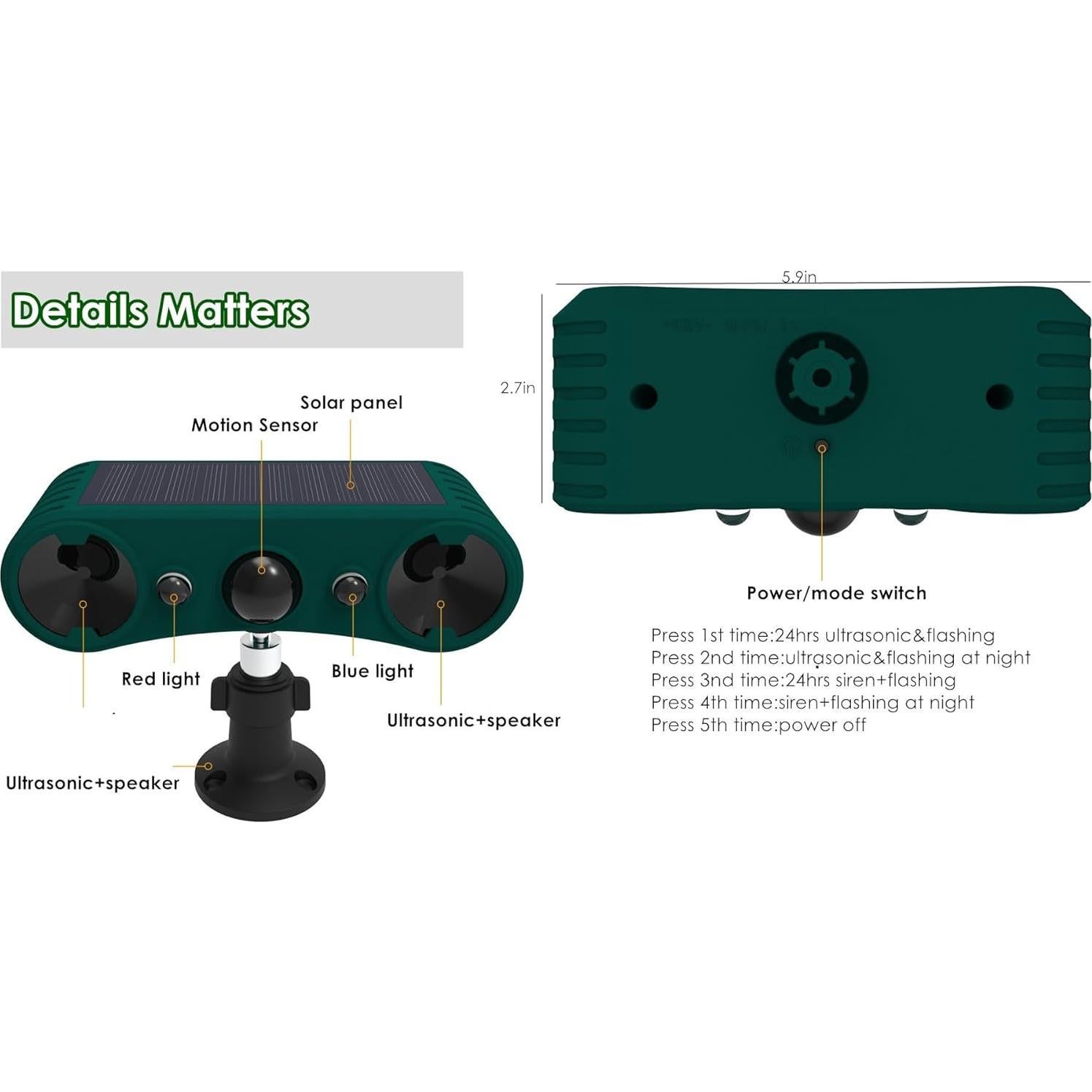 Alarma de Sensor de Movimiento Solar HULPPRE HO-DO-16 130dB