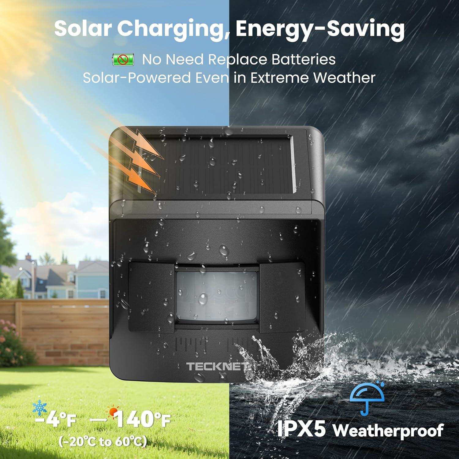 Alarma Inalámbrica Solar Tecknet EMD01001BA01 con Sensor de Movimiento