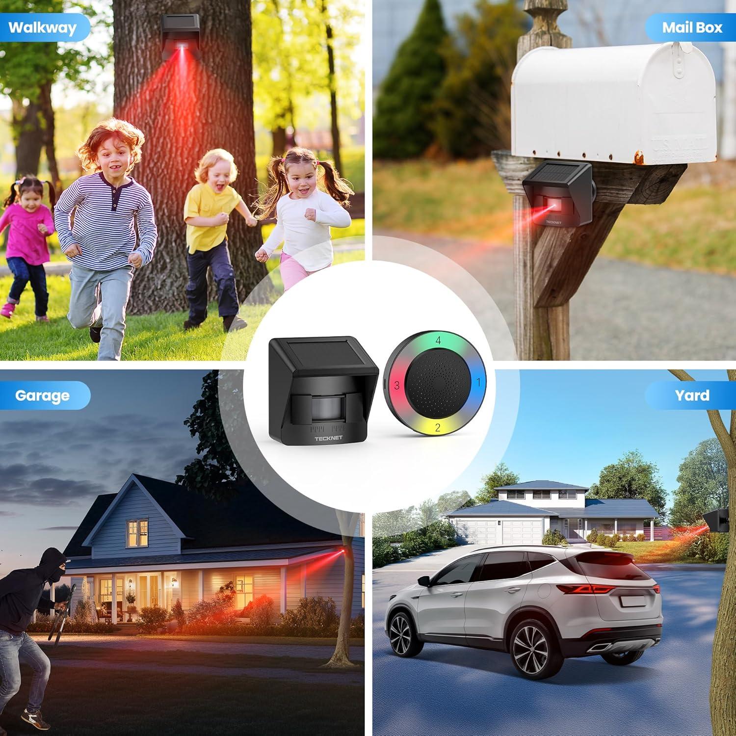 Alarma Inalámbrica Solar Tecknet EMD01001BA01 con Sensor de Movimiento