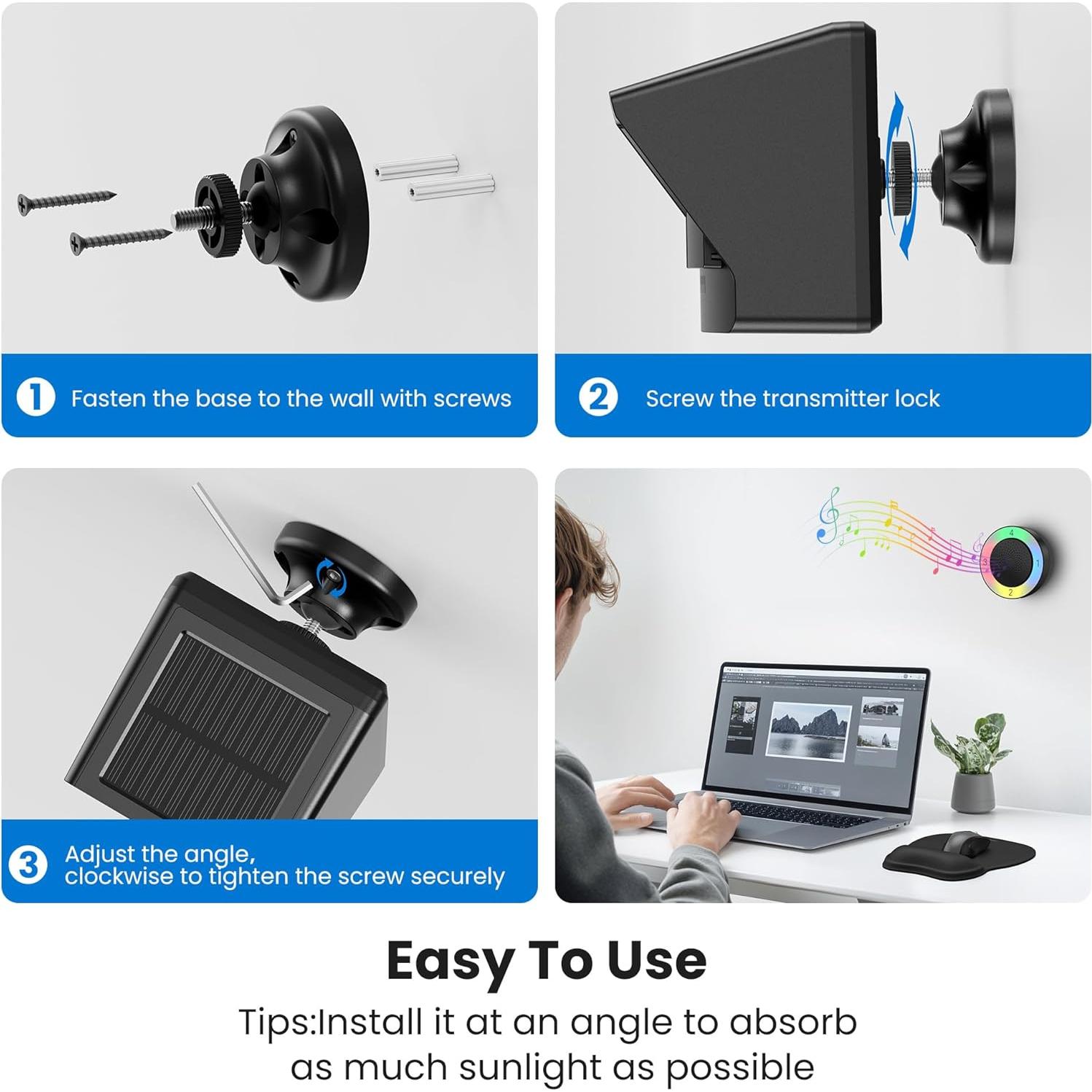 Alarma Inalámbrica Solar Tecknet EMD01001BA01 con Sensor de Movimiento