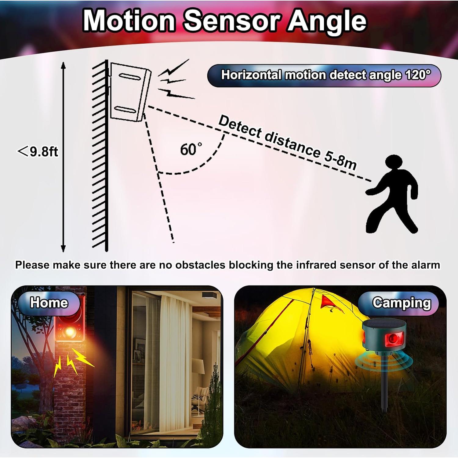 Alarma Solar Exterior Qualirey con Sensor de Movimiento 129dB