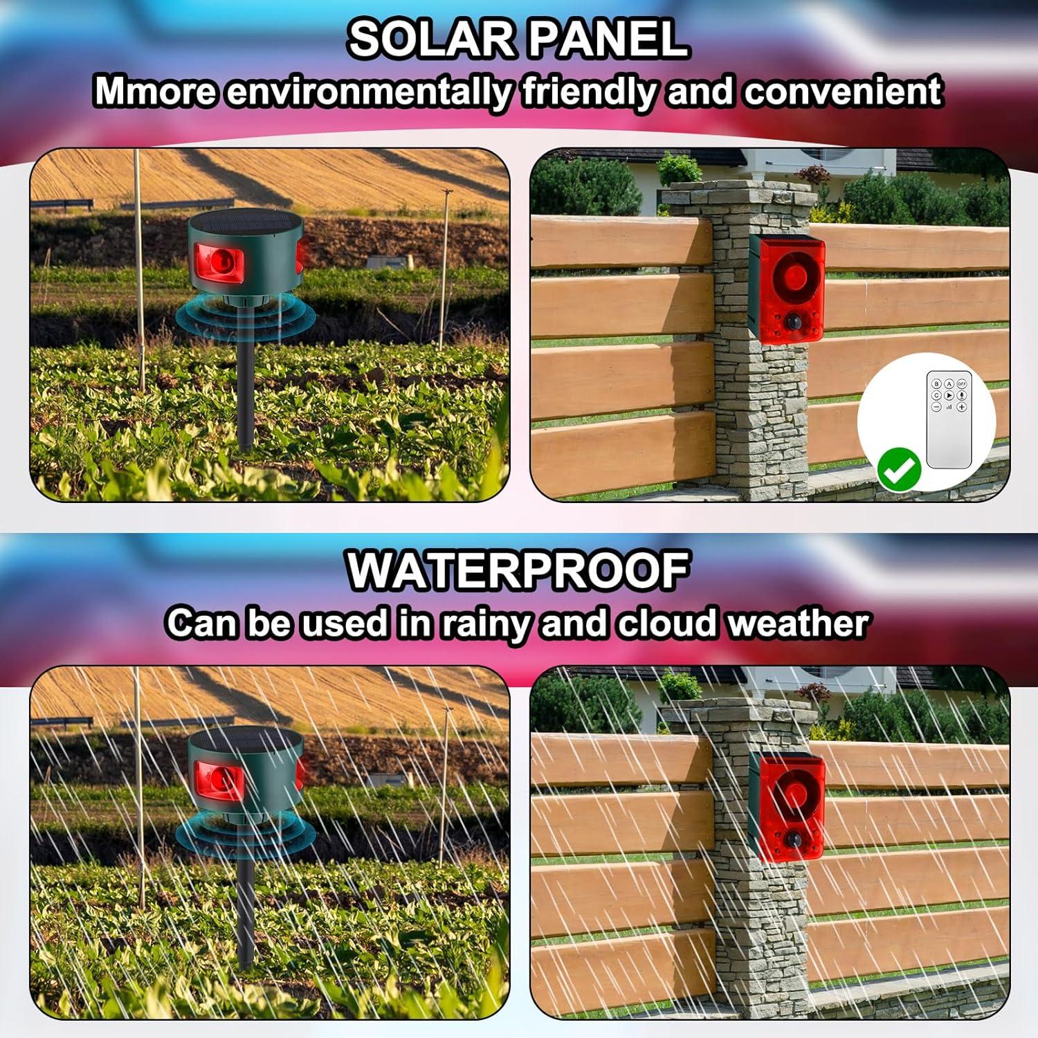 Alarma Solar Exterior Qualirey con Sensor de Movimiento 129dB