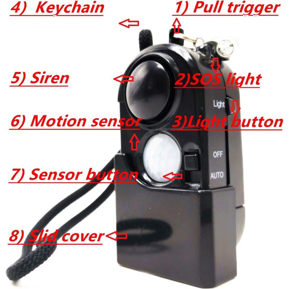 Alarma de Movimiento Portátil CREVENT con Sirena 120DB y Luz LED