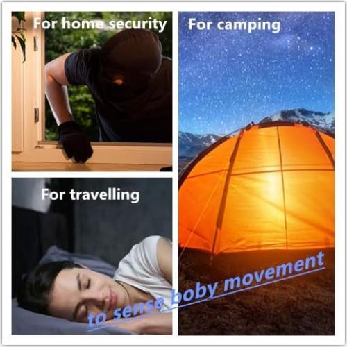 Alarma de Movimiento Portátil CREVENT con Sirena 120DB y Luz LED