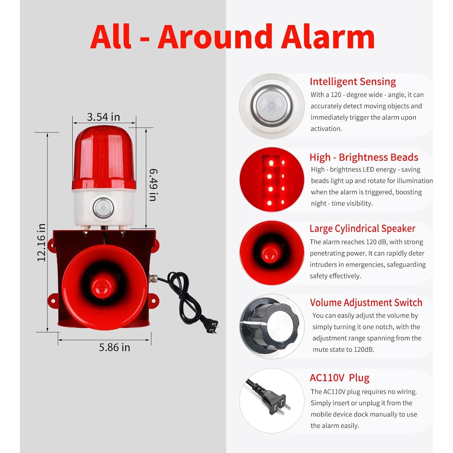 Alarma de Movimiento Kbaoele GYBJD-AC110V 120dB LED