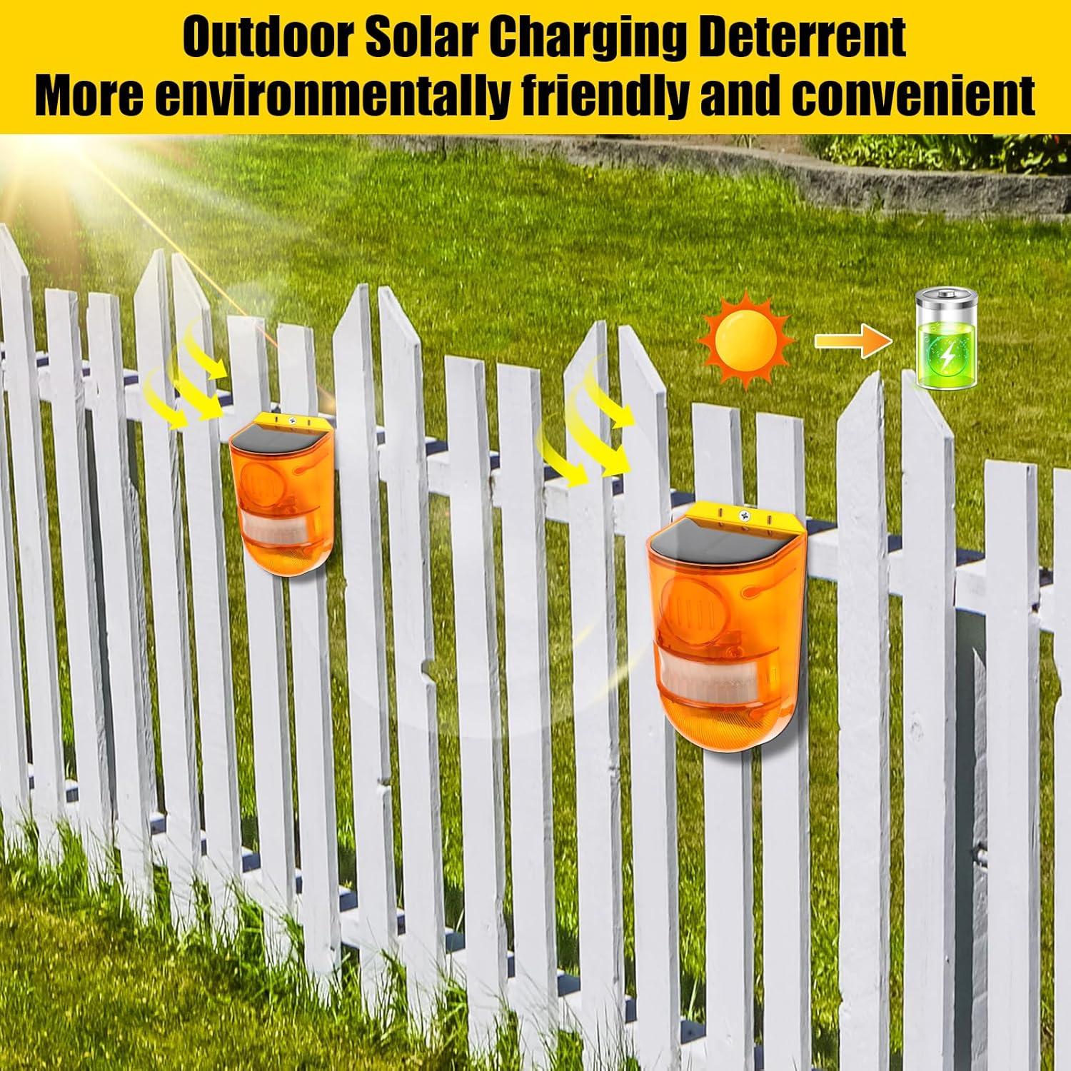 Qualirey 4 Alarmas de Sensor de Movimiento Solar con Luz Roja