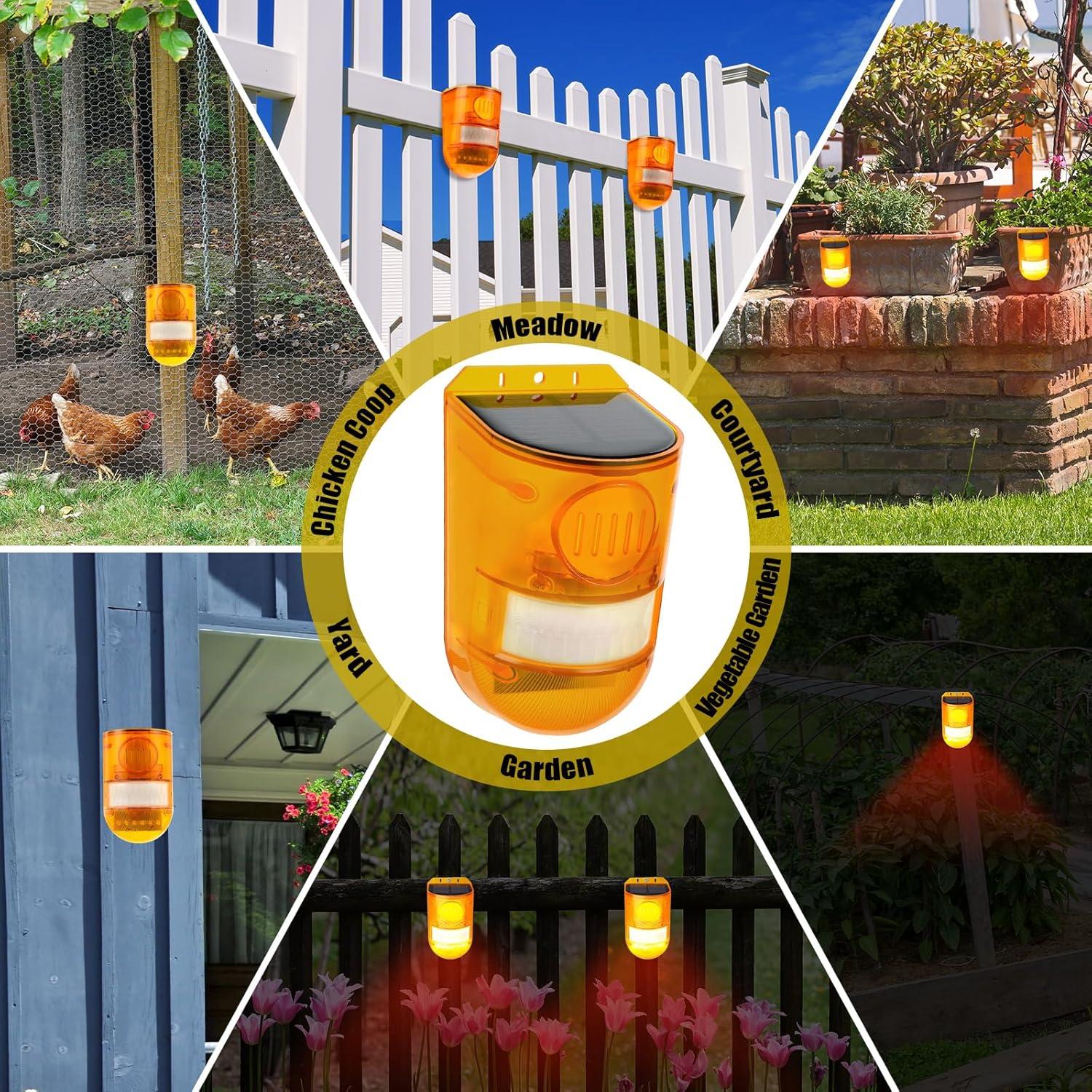 Qualirey 4 Alarmas de Sensor de Movimiento Solar con Luz Roja