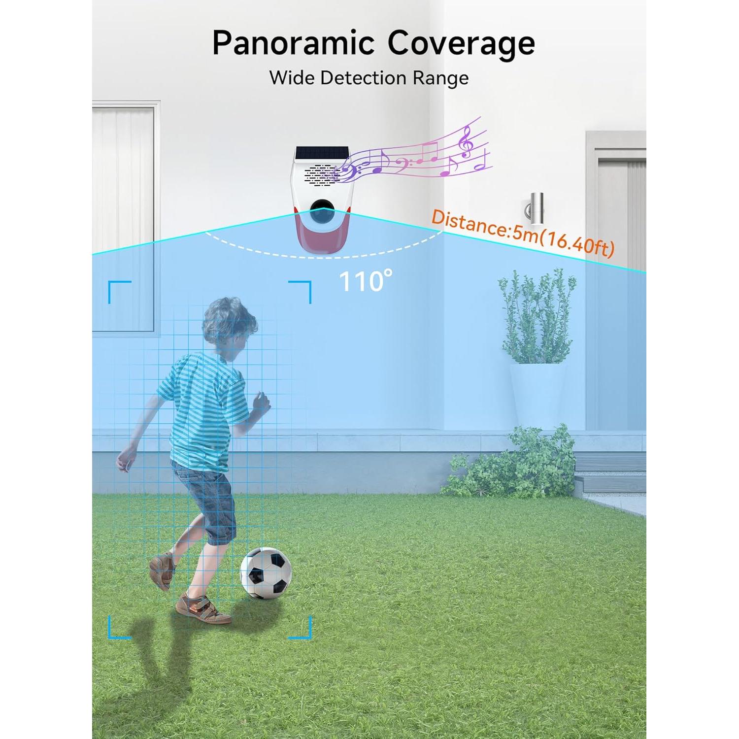 Alarma de Movimiento Solar PILSAMAS 120dB con Grabaciones Personalizadas