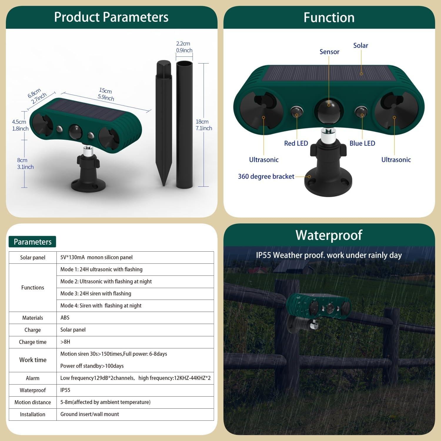 Alarma Solar de Movimiento ROYELLE MS-02 130dB con Luz LED