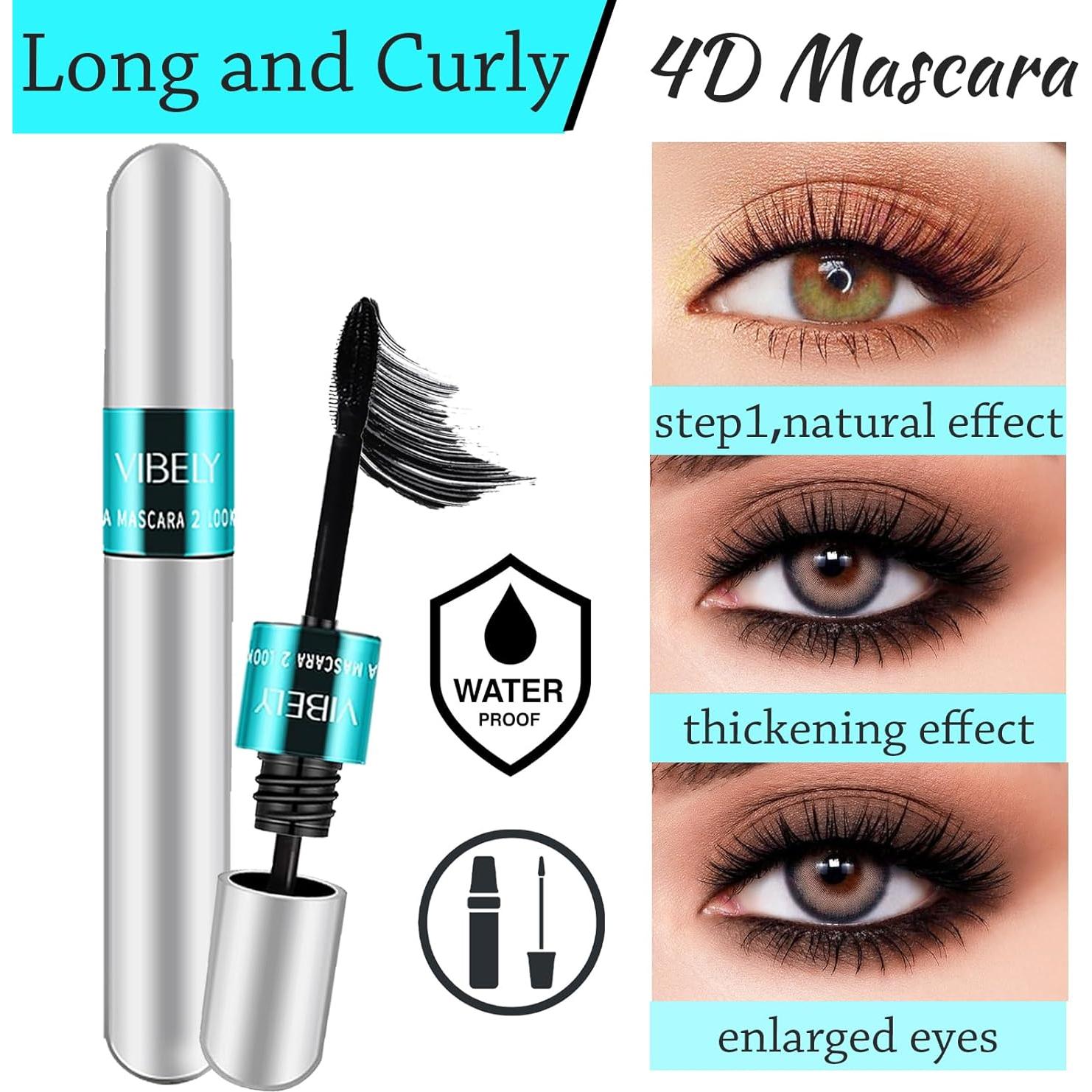 Máscara Vibely 5x Larga Impermeable 2 en 1 Fibra de Seda