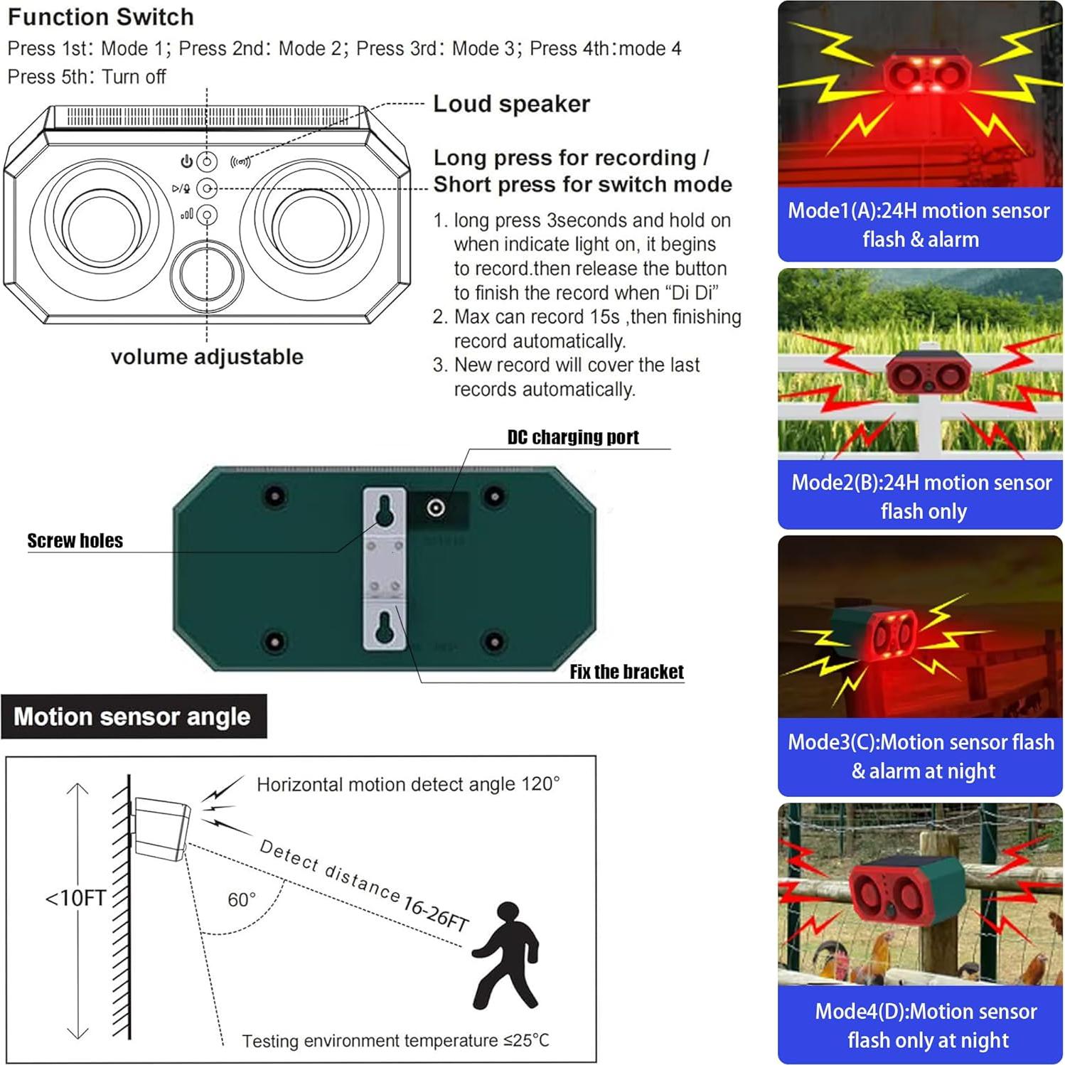 Detector de Movimiento Solar ROYELLE con Sirena y Control Remoto