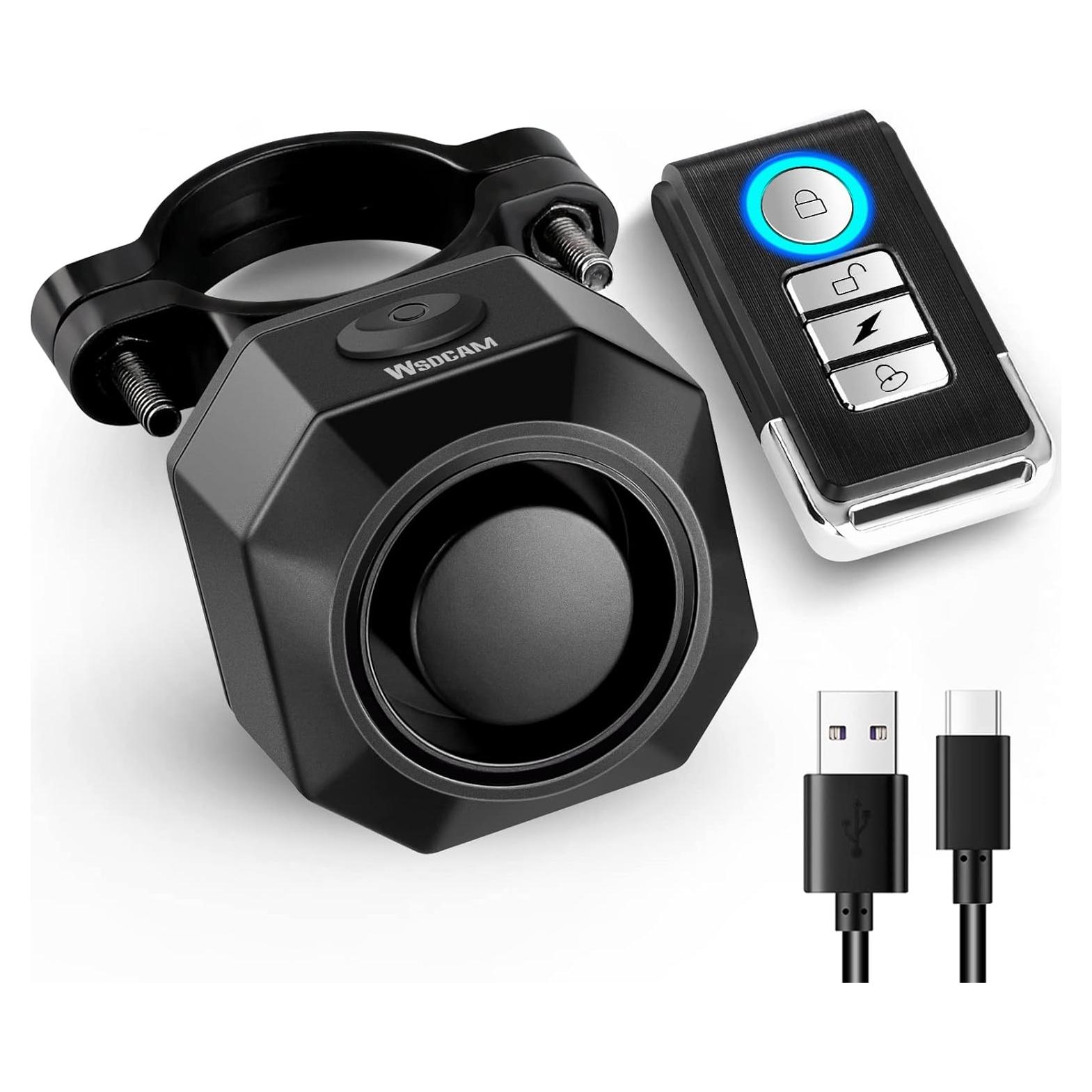 Alarma de Bicicleta WSDCAM Recargable USB 110dB Impermeable