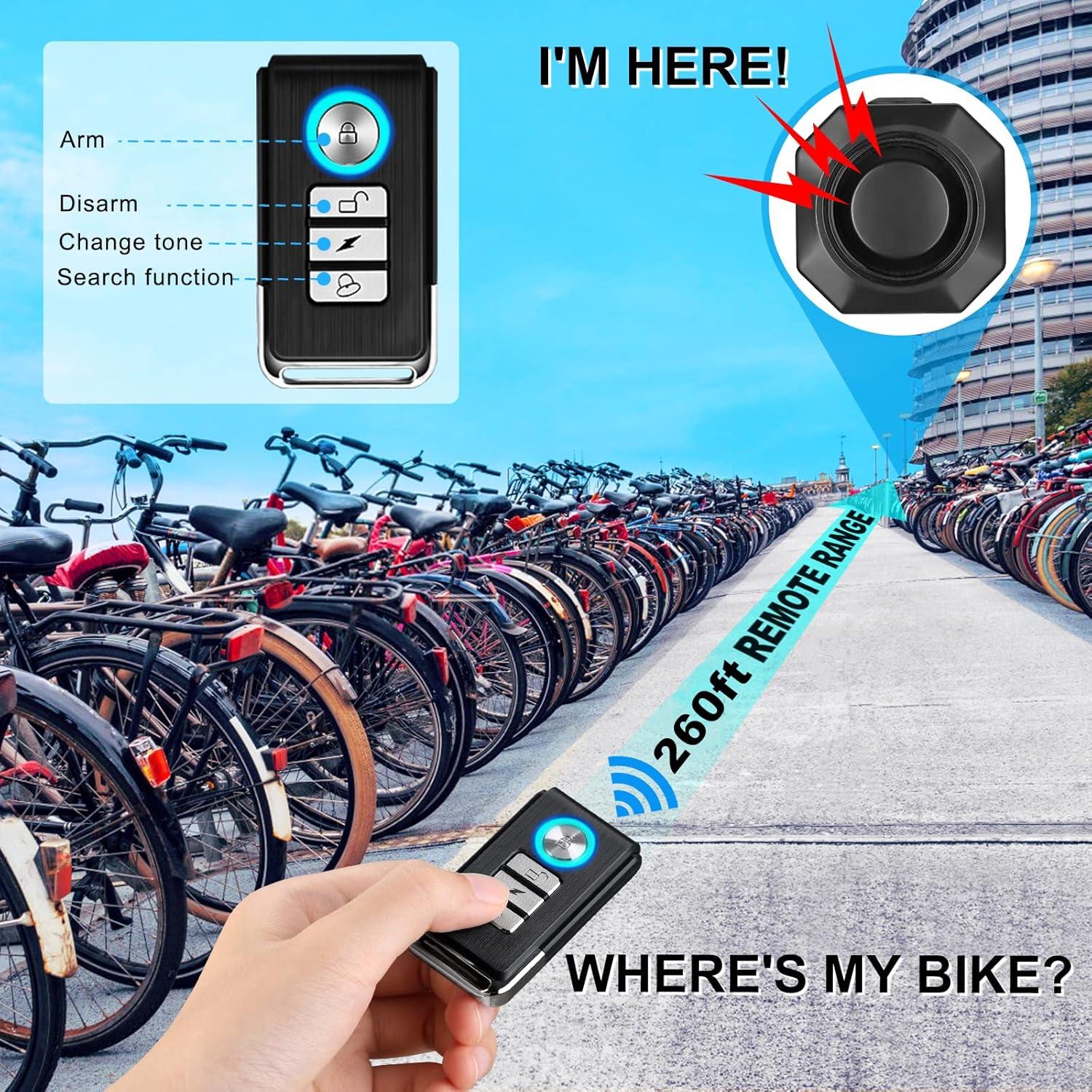 Alarma de Bicicleta WSDCAM Recargable USB 110dB Impermeable