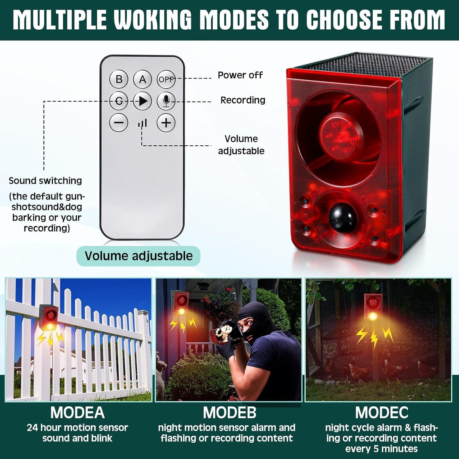 Alarma Solar Exterior Qualirey con Sensor de Movimiento 4 Pack