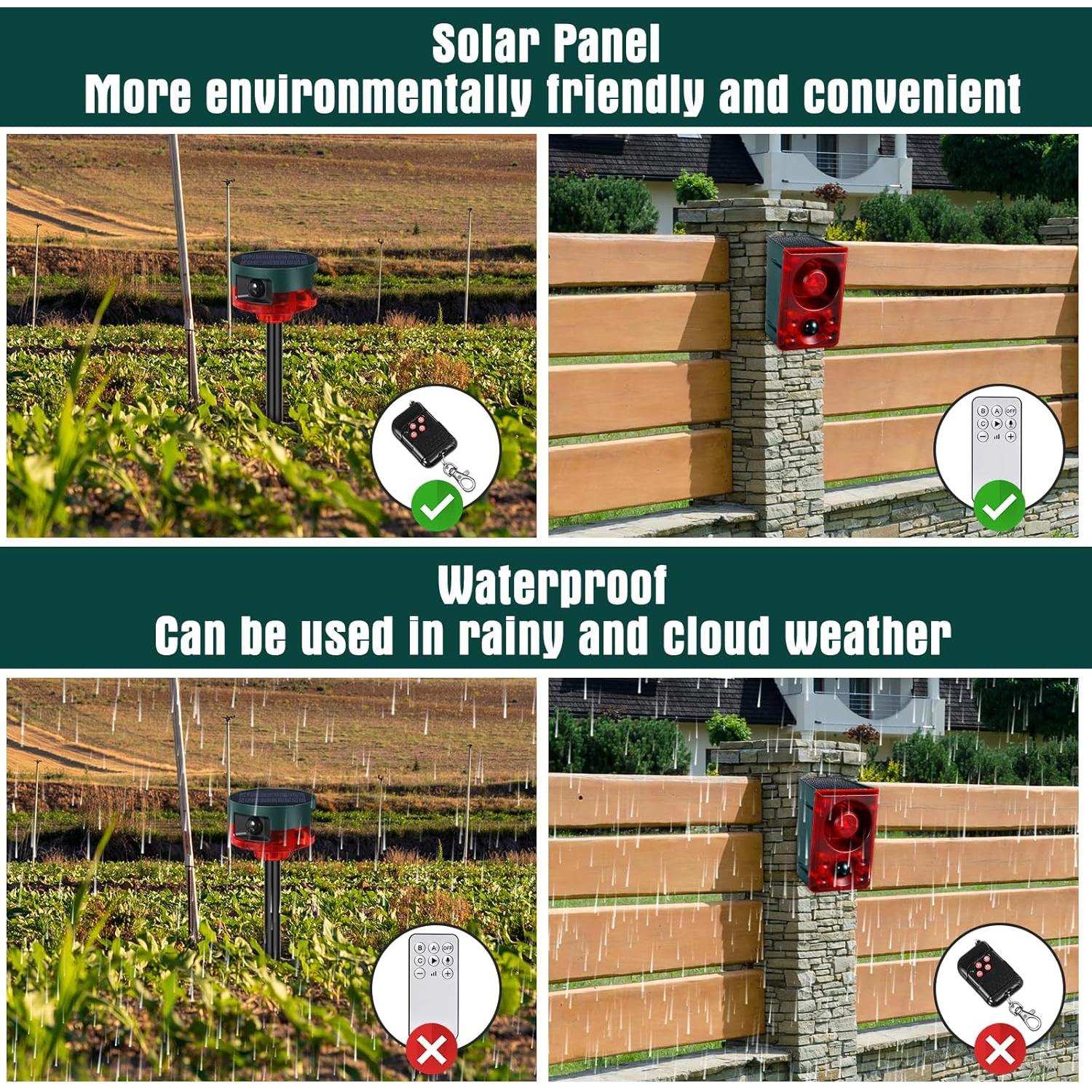 Alarma Solar Exterior Qualirey con Sensor de Movimiento 4 Pack