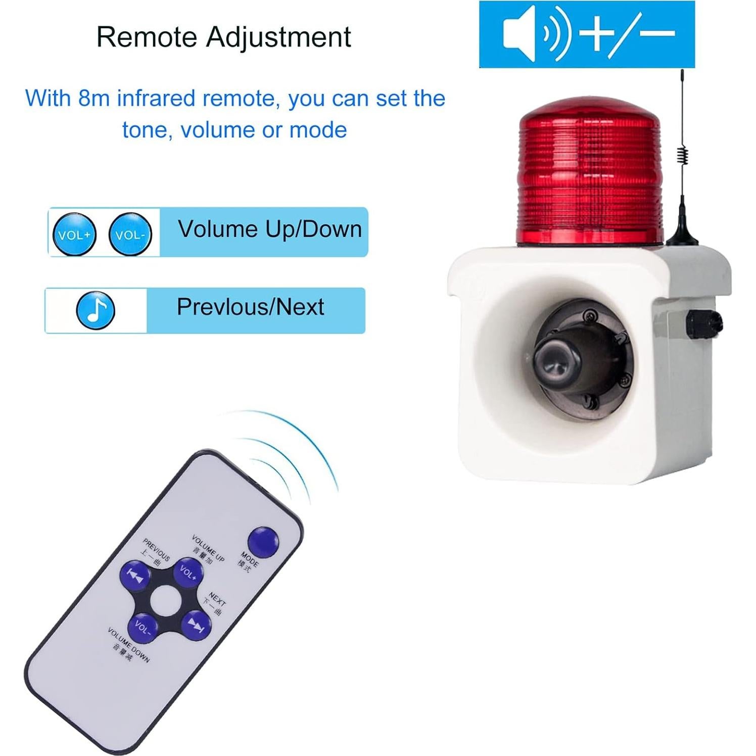 Sirena de Alarma YASONG SLA-800Y Inalámbrica 120dB LED 15W