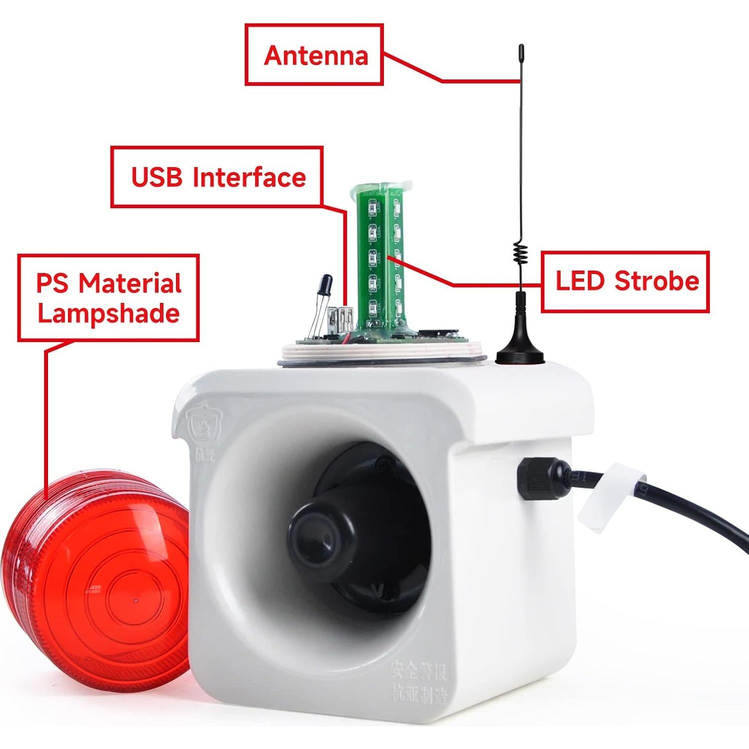 Sirena de Alarma YASONG SLA-800Y Inalámbrica 120dB LED 15W