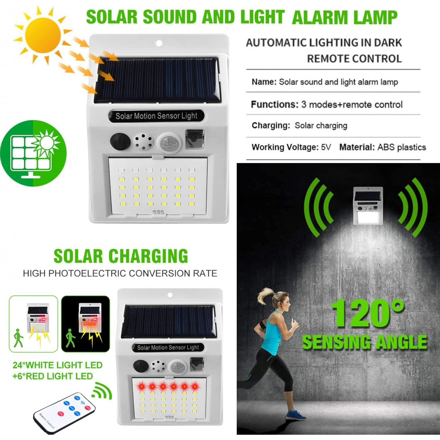 Luz de Seguridad Solar con Alarma Sonora WONFAST 2PCS LED