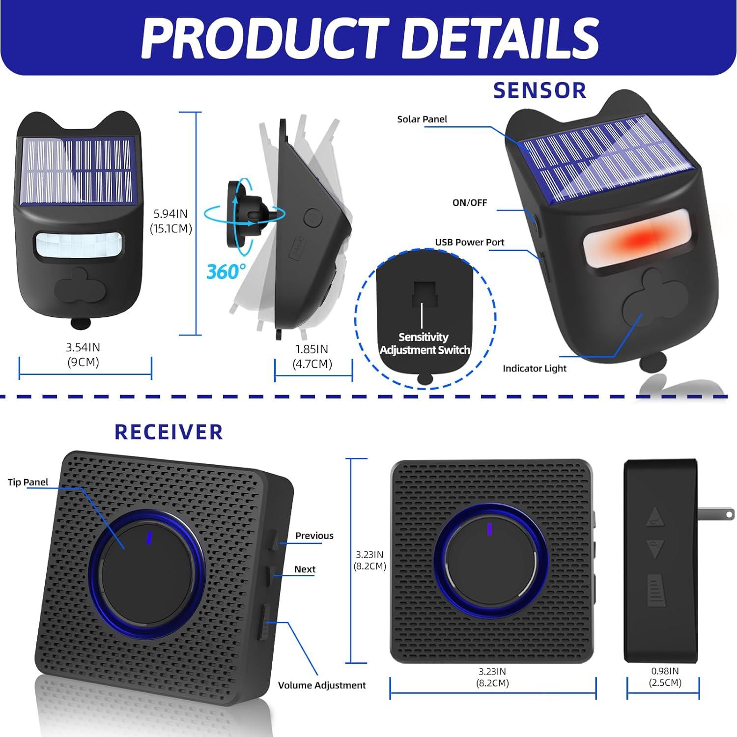 Alarma de Entrada Solar Inalámbrica Chesbung 2025 con Sensor de Movimiento