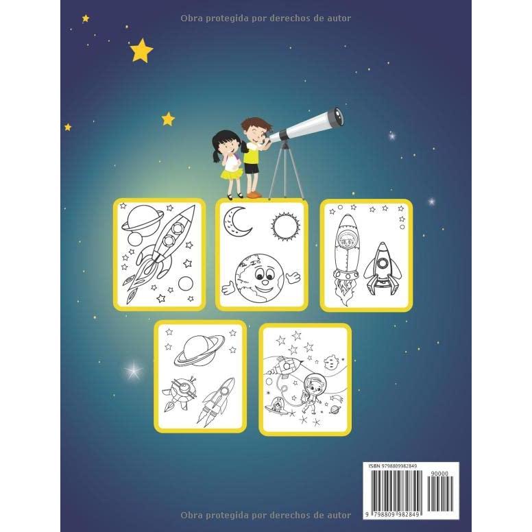 Espacio y planeta para colorear libro para niños: Un libro para colorear para niños sobre el espacio exterior y el divertido sistema solar con 40 ... cohetes /para niños 1-3/4-6 (Spanish Edition)