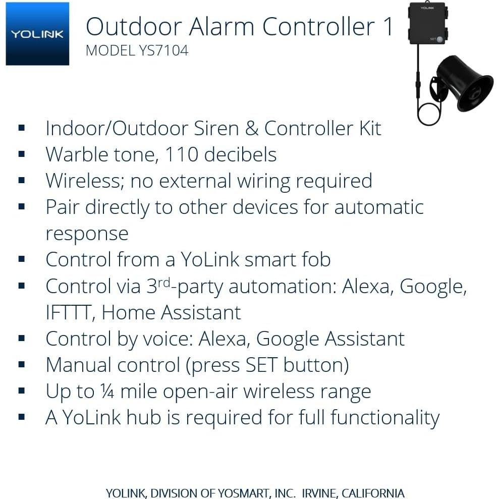 Kit Alarma Inteligente YoLink con Sirena 110 dB Inalámbrica