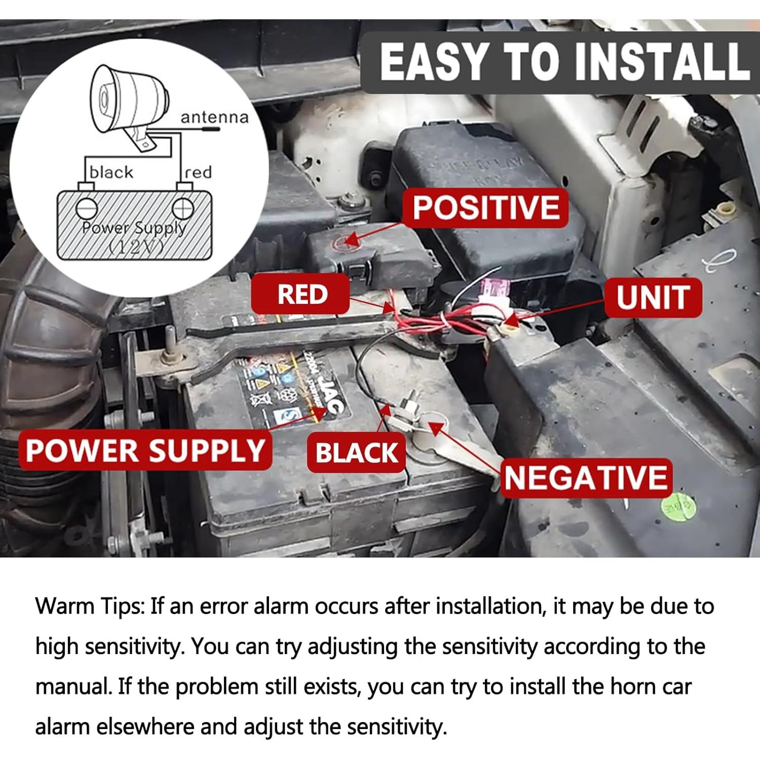 Sistema de Alarma para Automóvil YOMTOVM 12V Antirrobo 125DB