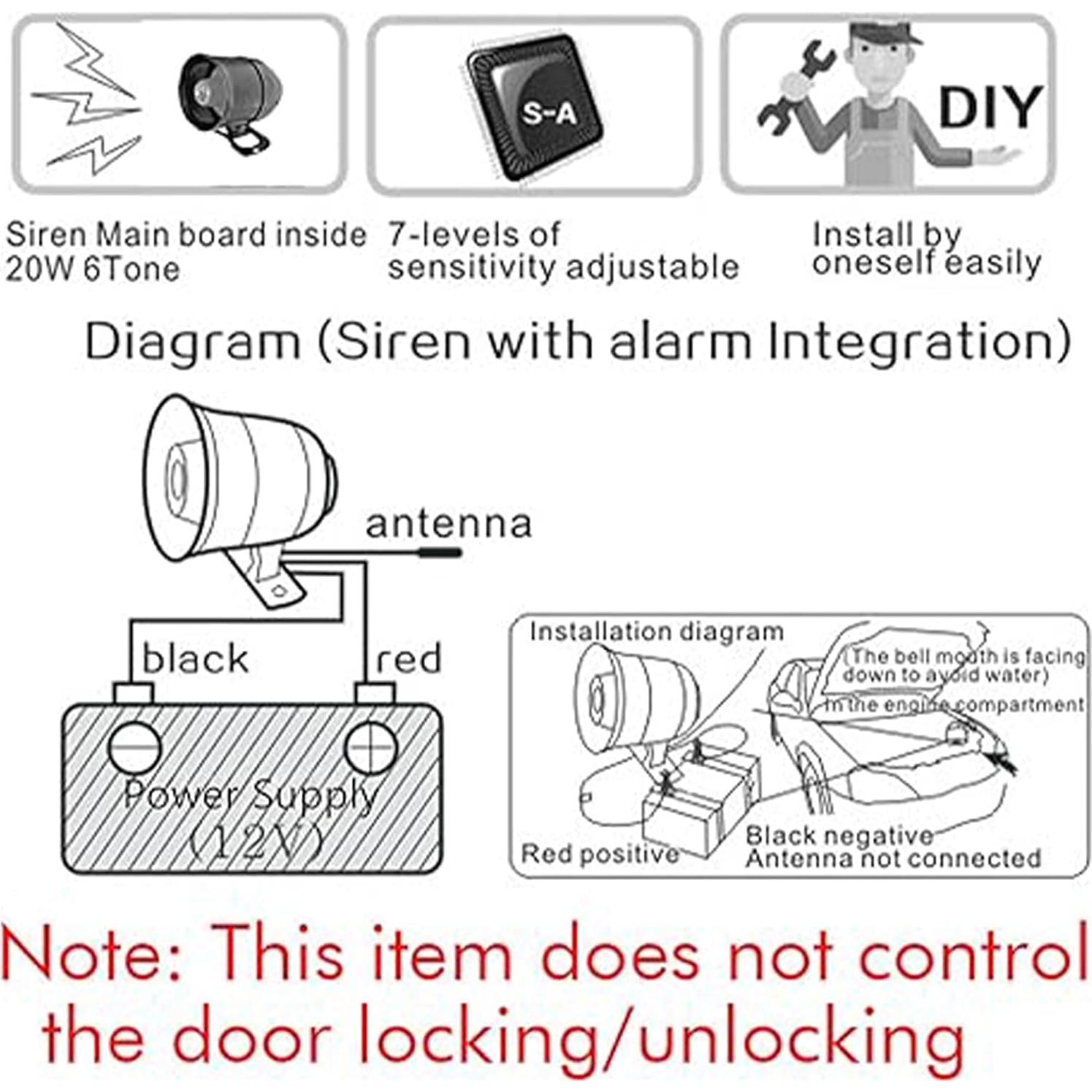 Sistema de Alarma para Automóvil YOMTOVM 12V Antirrobo 125DB