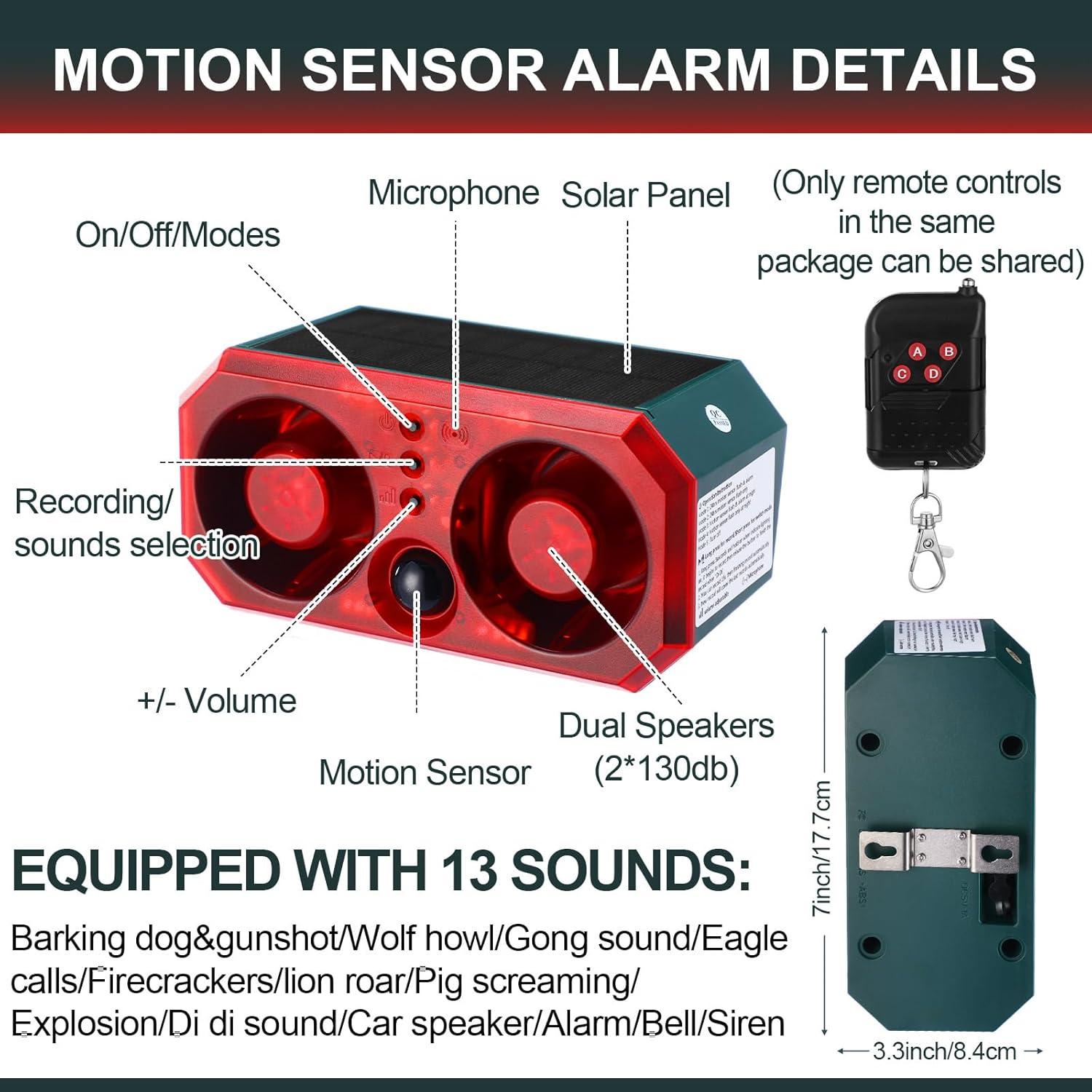 Alarma de Movimiento Solar Qualirey 2 Pcs con Control Remoto