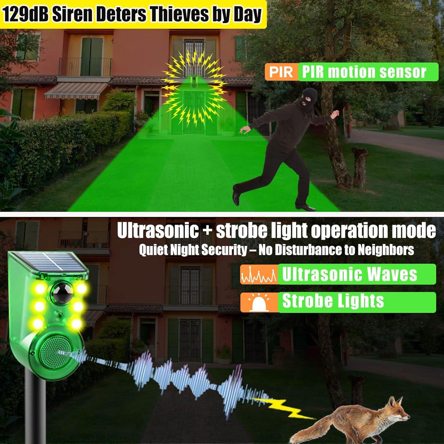 Alarma Solar de Movimiento SENKEFEI 129dB 2Pack para Exterior