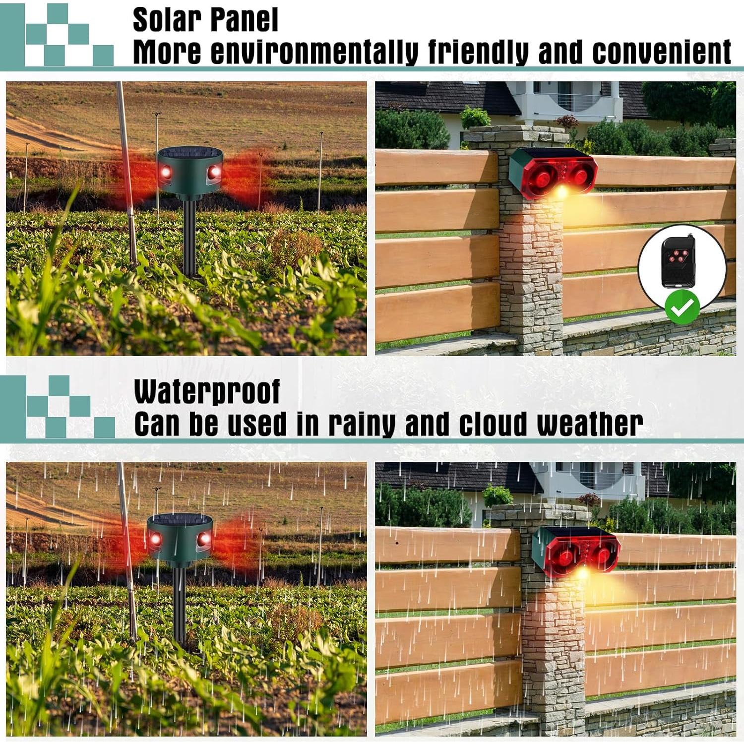 Qualirey Alarma de Movimiento Solar Infrarroja 4 Piezas 129db