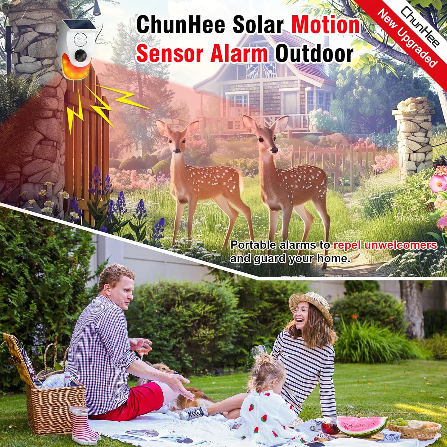 Alarma Solar Exterior ChunHee con Sensor de Movimiento 2 Pcs
