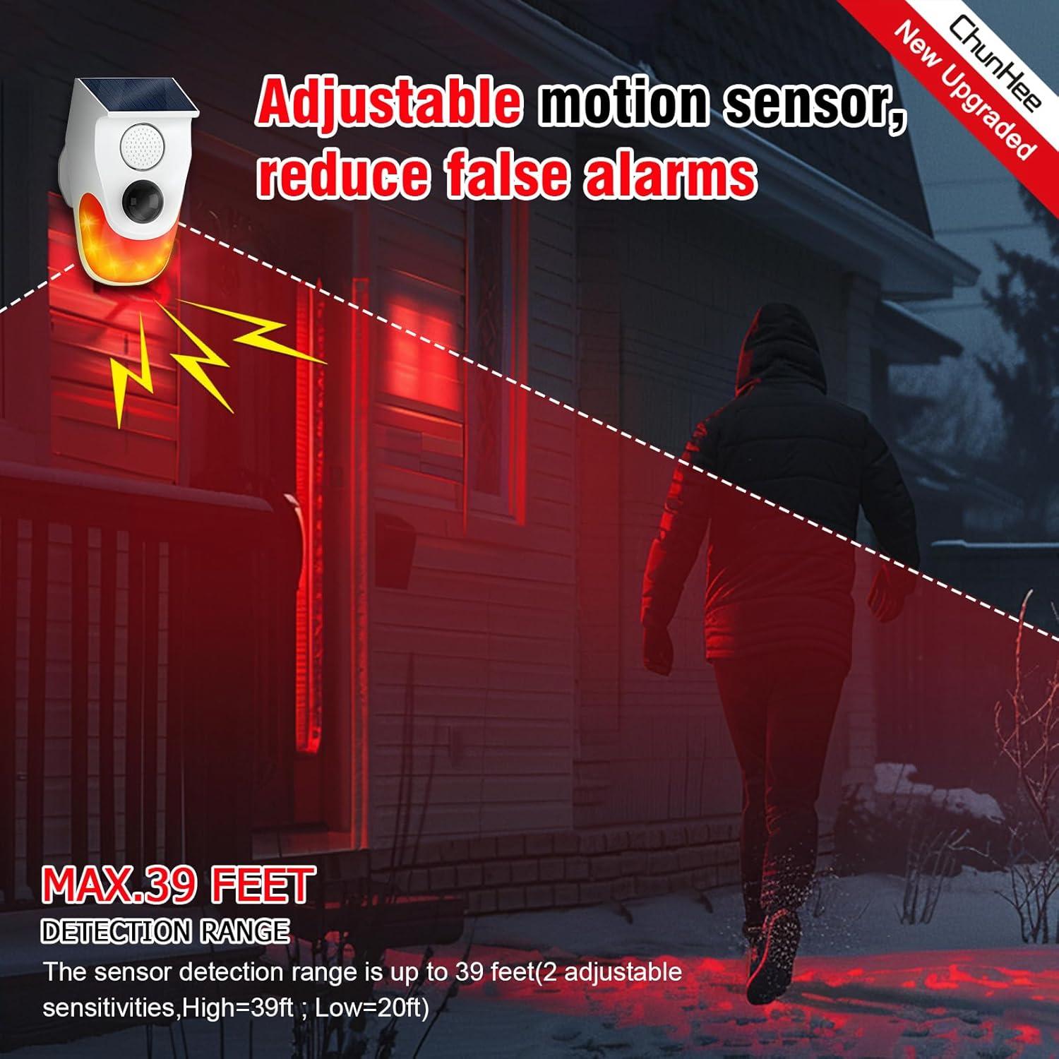 Alarma Solar Exterior ChunHee con Sensor de Movimiento 2 Pcs