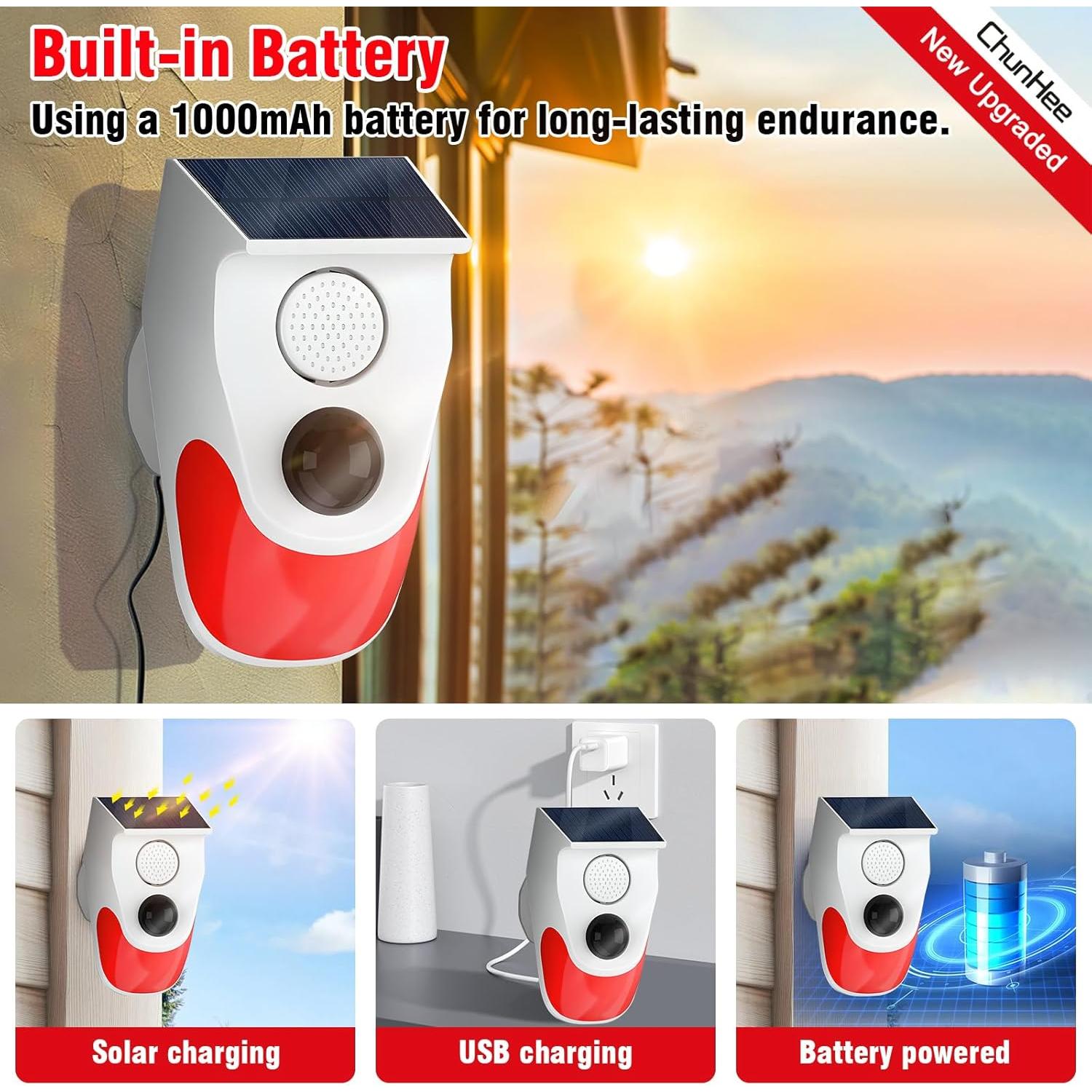 Alarma Solar Exterior ChunHee con Sensor de Movimiento 2 Pcs