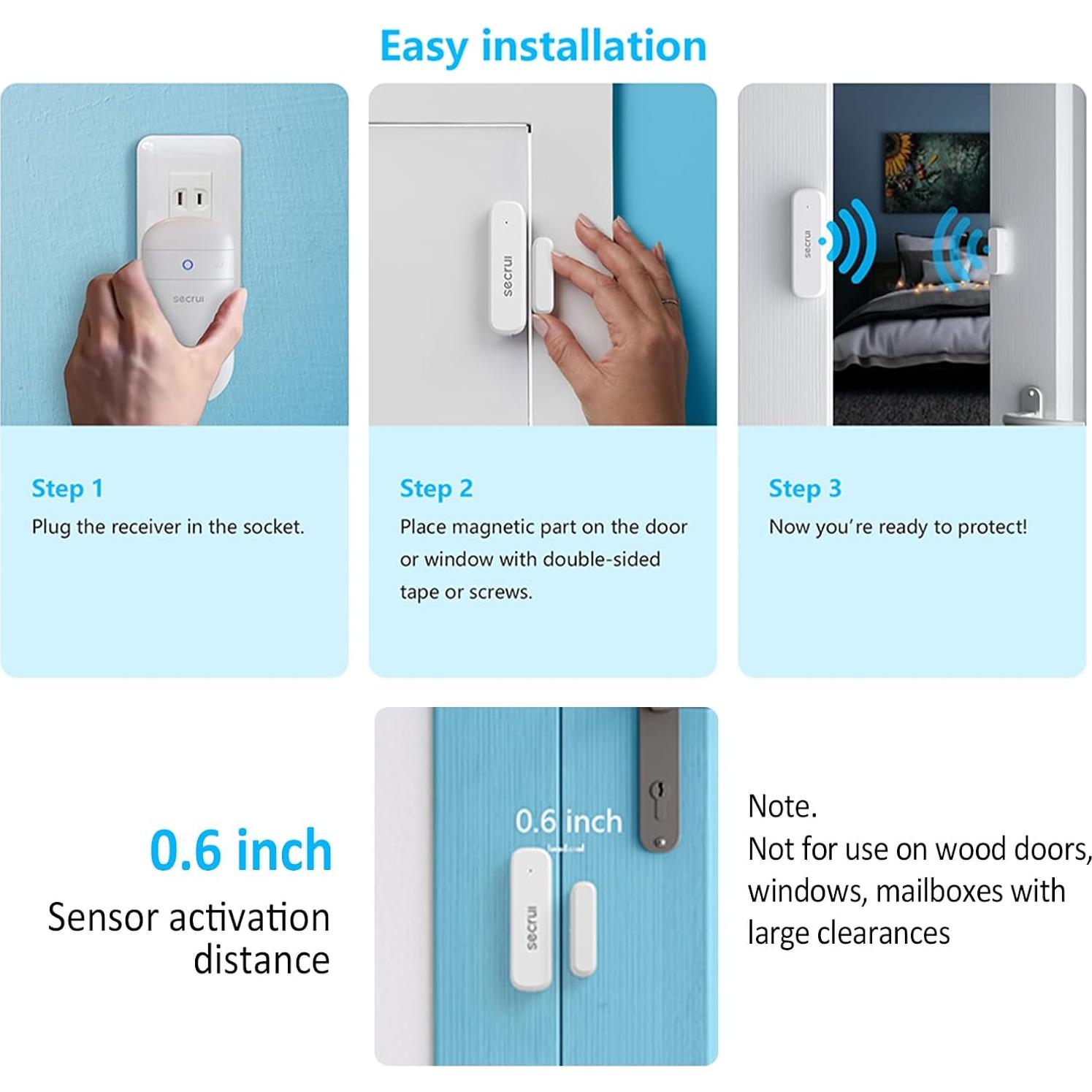 Timbre de Puerta Inalámbrico SECRUI M508+D7, 400 pies, 52 Melodías