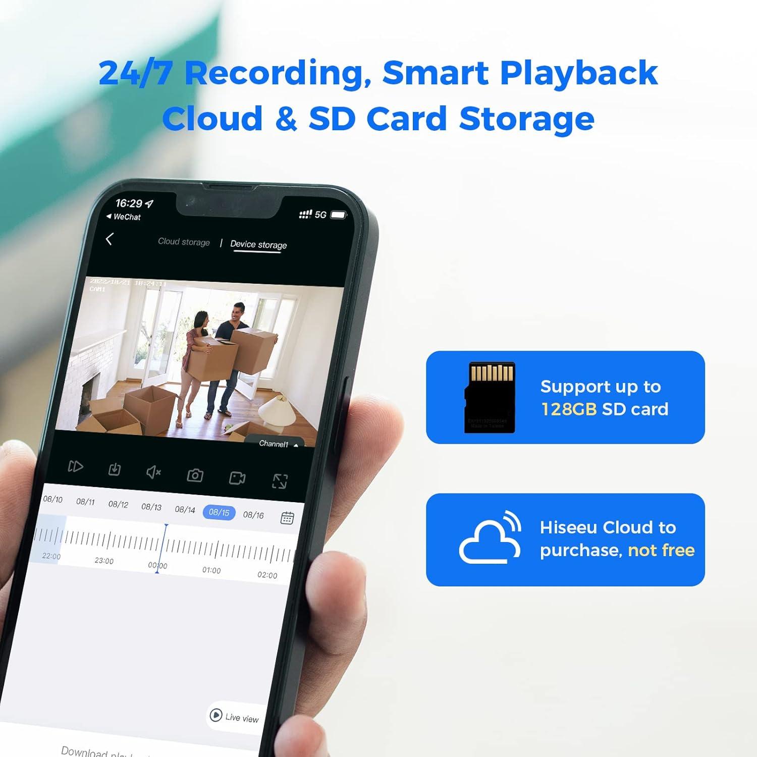 Cámara de Seguridad Inalámbrica Hiseeu 3MP Exterior WiFi