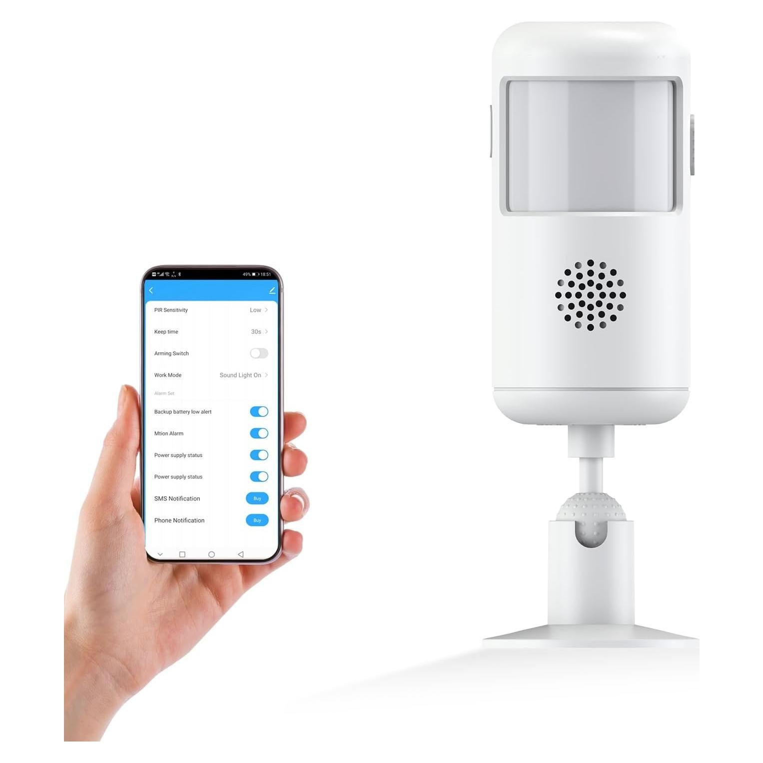 Alarma de Movimiento Infrarrojo WiFi XUK PG-P02W 12m 85dB