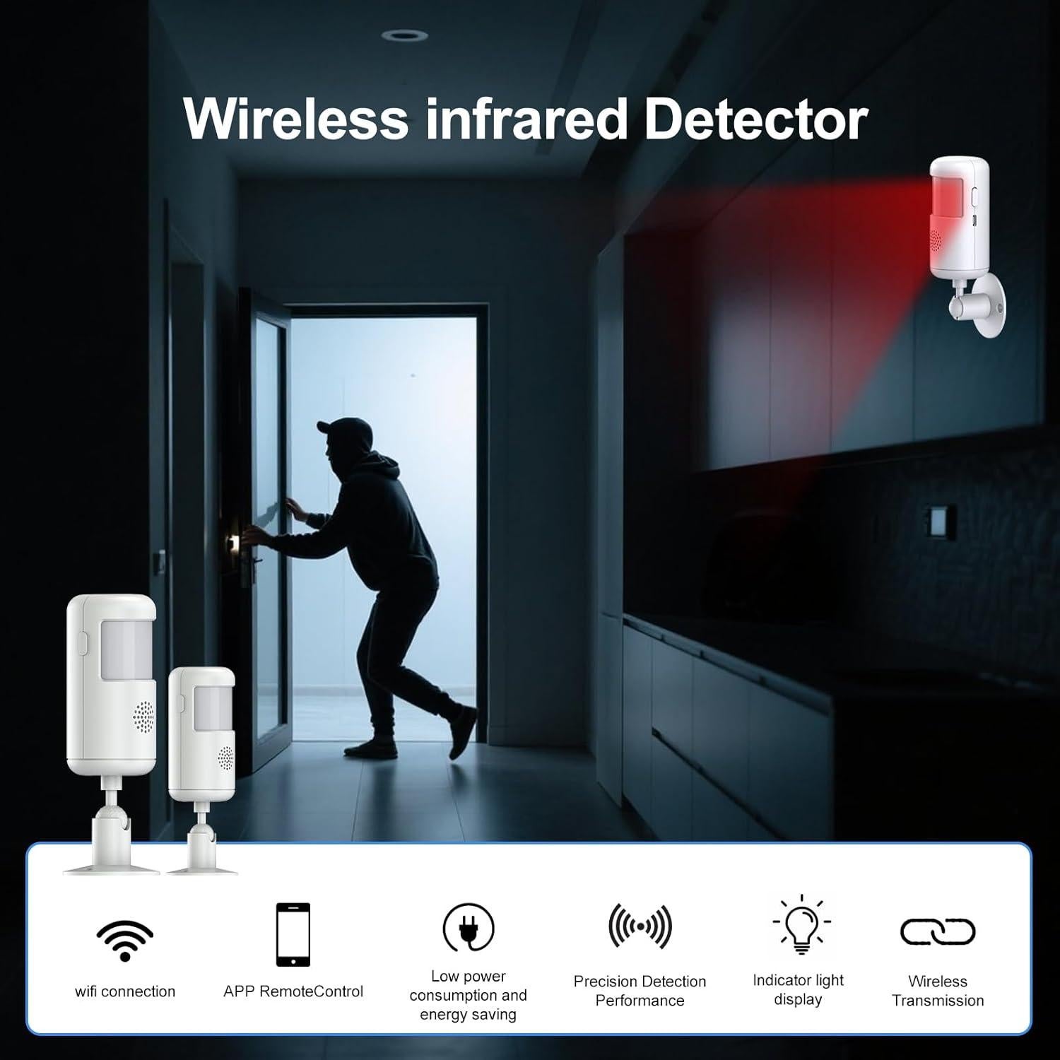Alarma de Movimiento Infrarrojo WiFi XUK PG-P02W 12m 85dB