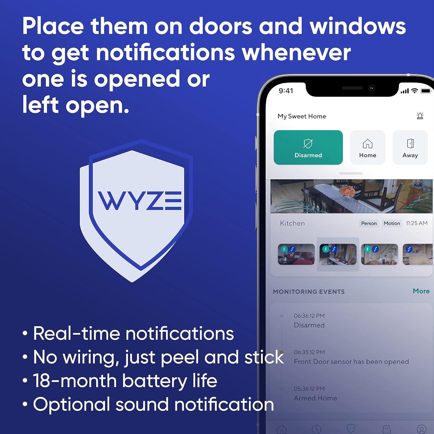 Sensor de Entrada Inalámbrico Wyze - Paquete de 3 para Ventanas y Puertas