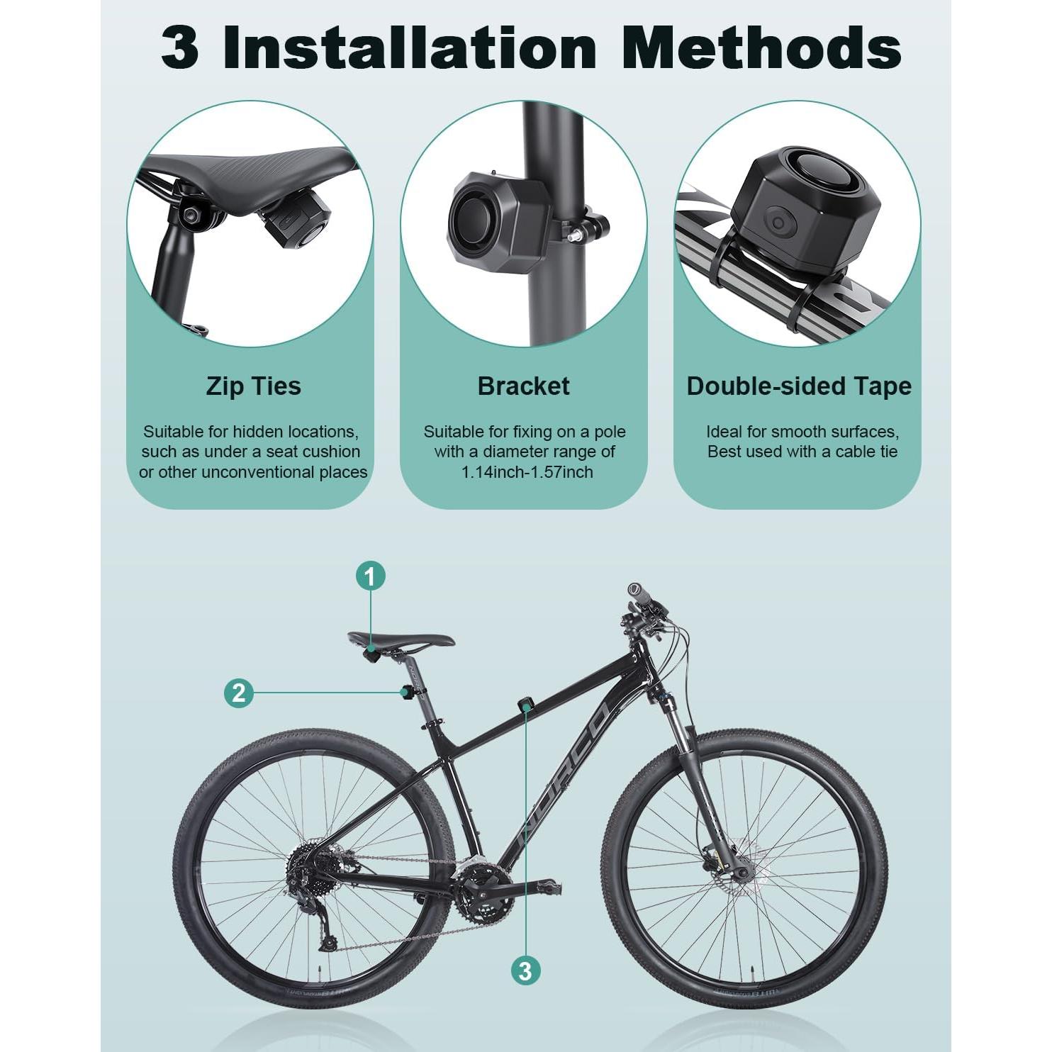 Alarma Antirrobo de Bicicleta POWVINE 110dB Recargable USB