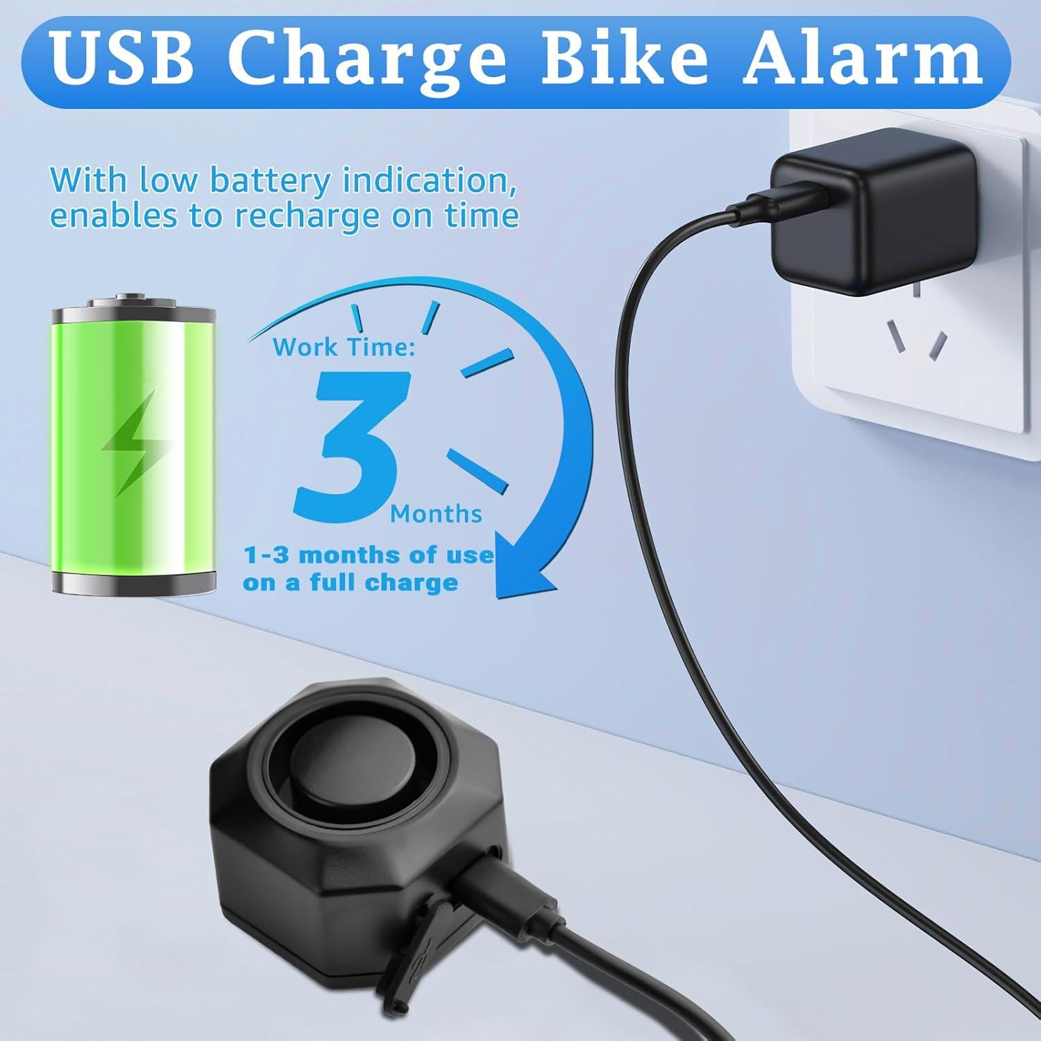 Alarma de Bicicleta NineLeaf Recargable USB 110dB IP65 Inalámbrica
