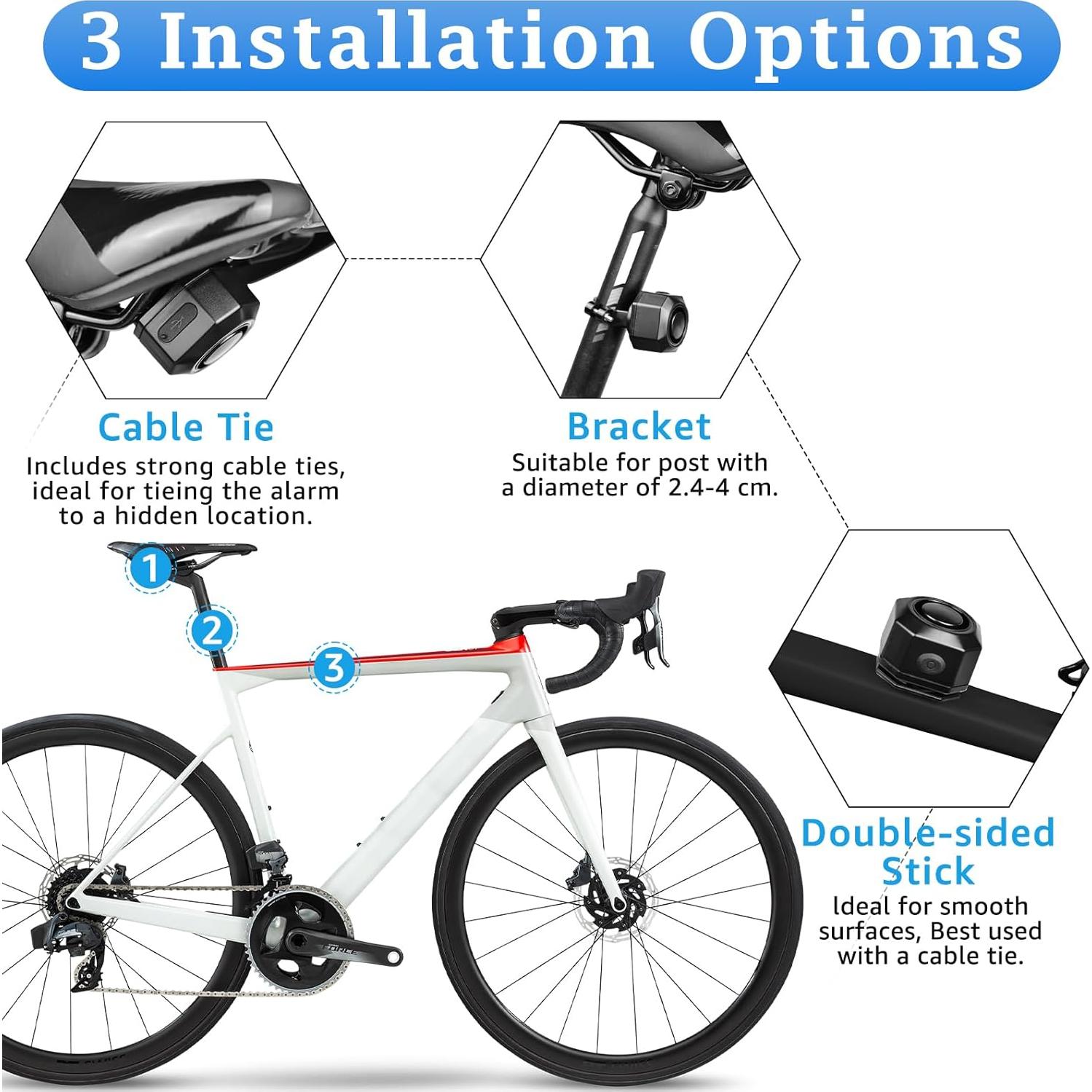 Alarma de Bicicleta NineLeaf Recargable USB 110dB IP65 Inalámbrica