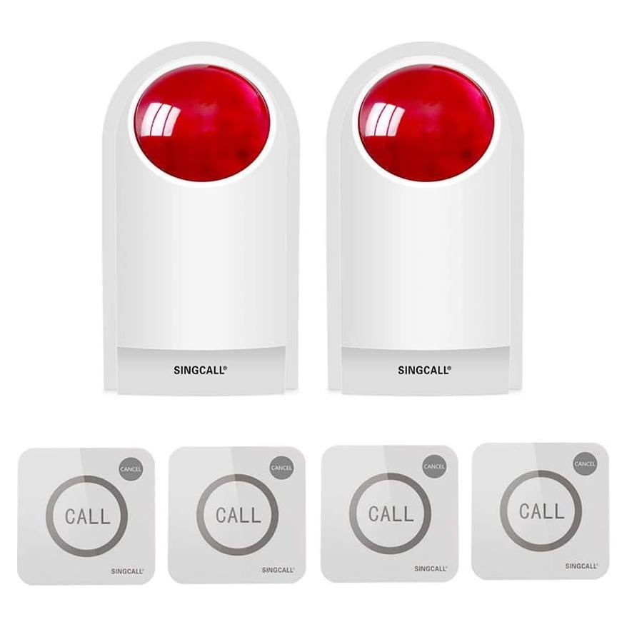 Sistema de Alarma de Pánico SINGCALL con 2 Sirenas y 4 Botones