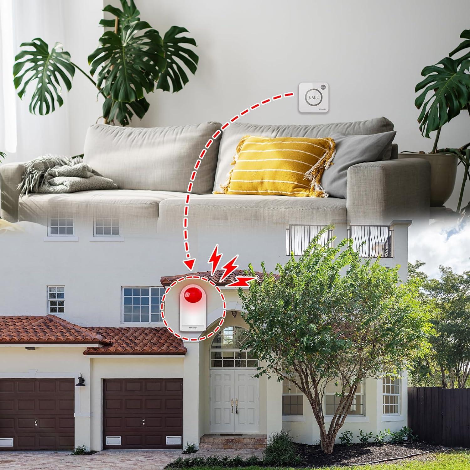 Sistema de Alarma de Pánico SINGCALL con 2 Sirenas y 4 Botones