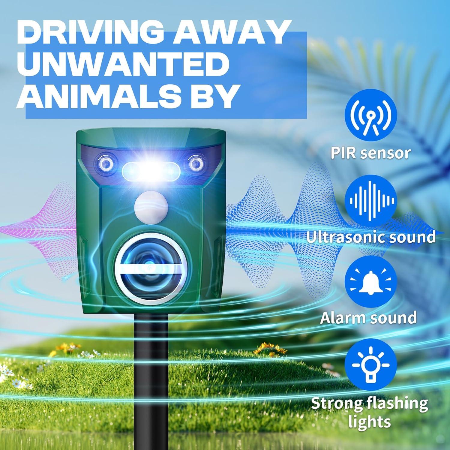 Repelente de Animales Solar VISSON TEC 2 Paquetes Ultrasonido