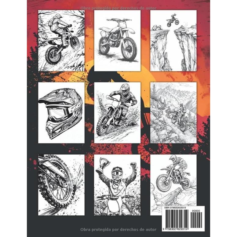 Adrenalina y Motocross: Libro de Colorear de Motos para Adultos y Adolescentes (Spanish Edition)