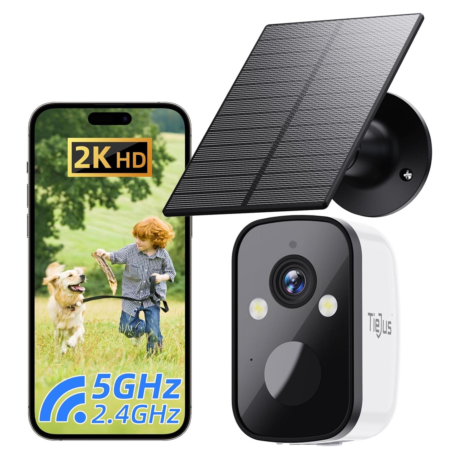 Cámara de Seguridad Solar Inalámbrica TIEJUS 2K IP66 con Alexa