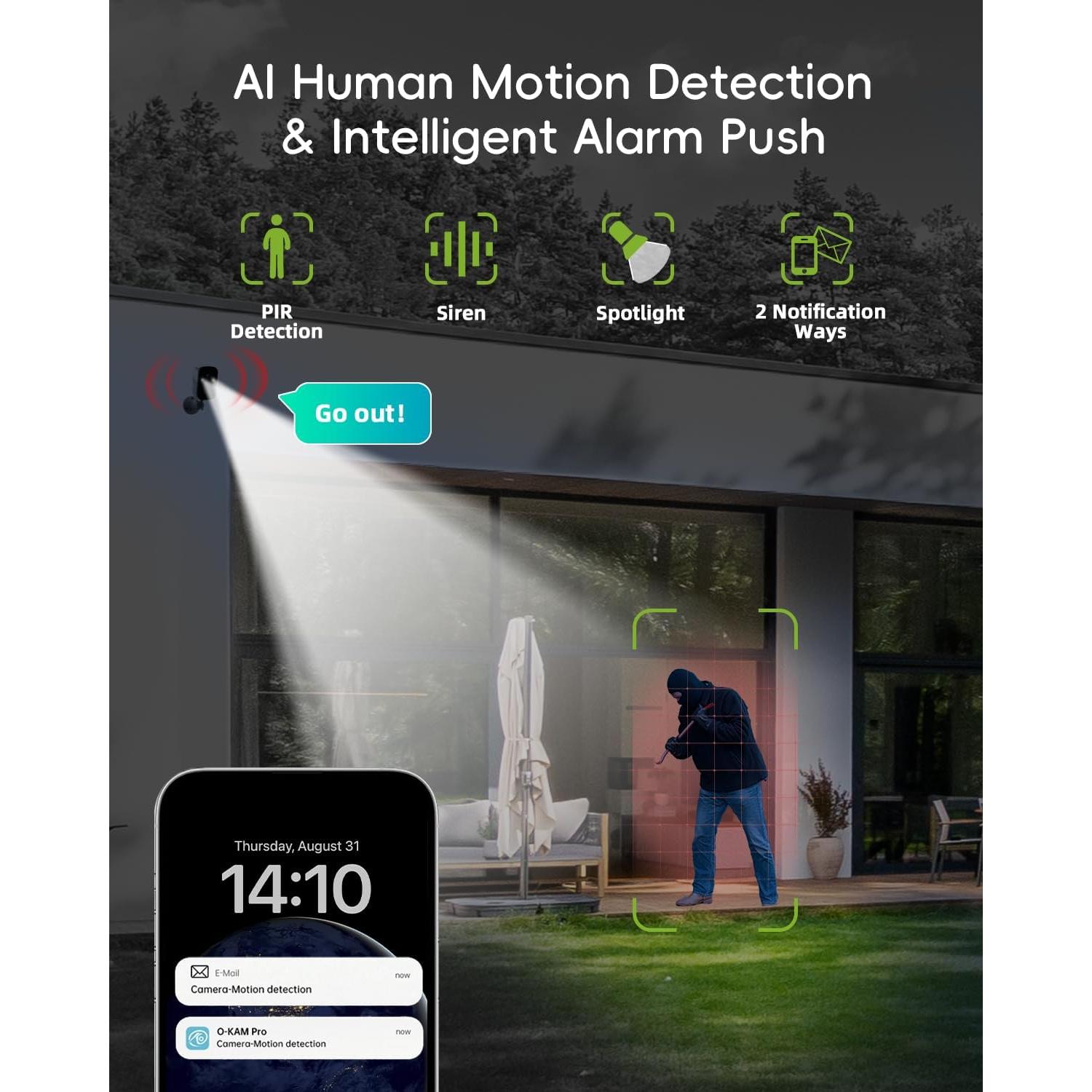 Cámara de Seguridad Solar Inalámbrica TIEJUS 2K IP66 con Alexa
