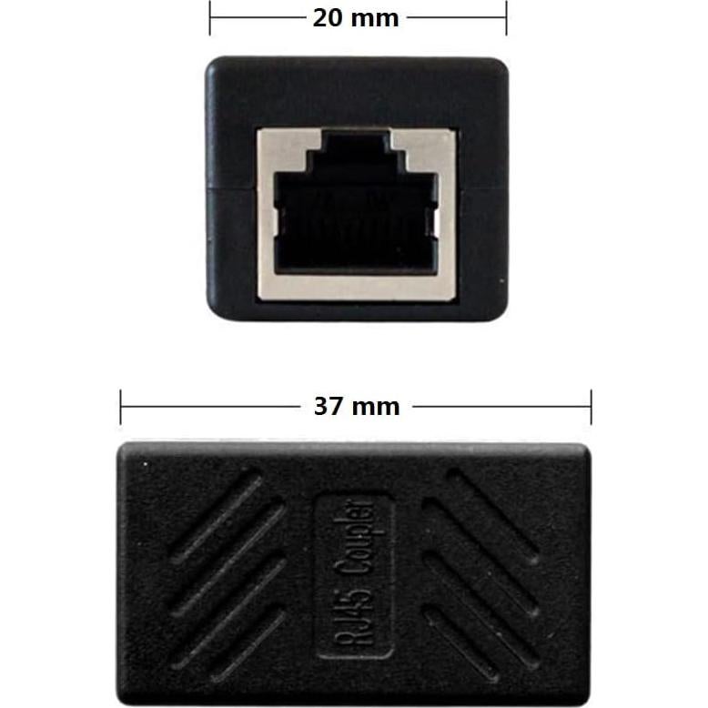 Acopladores RJ45 Cat5e Cat6 Cat7 20 Unidades YOQXHY Negro